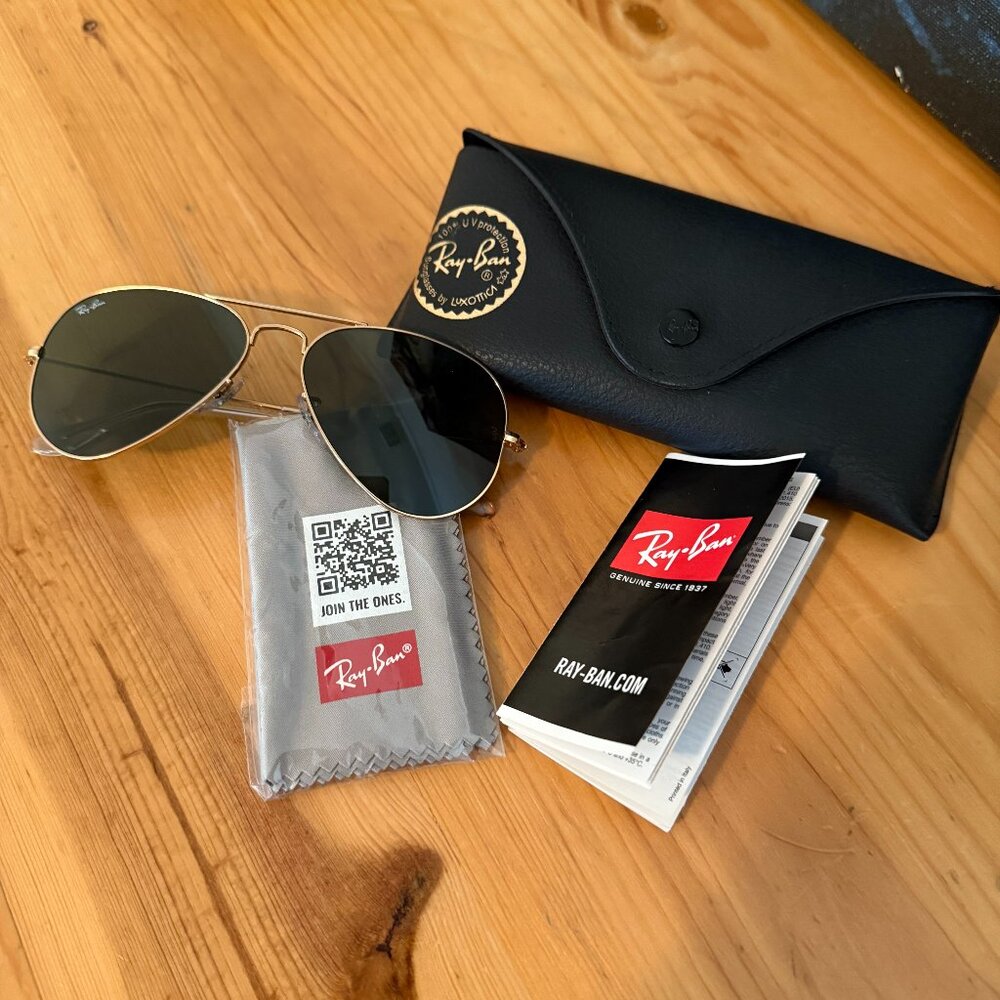Ray Ban Aviator Sunglasses RB3026 | 62mm Lenses | Gold Frames